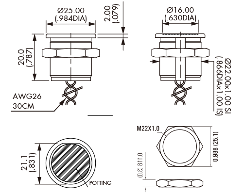 Plastic Piezo push button electrical switch