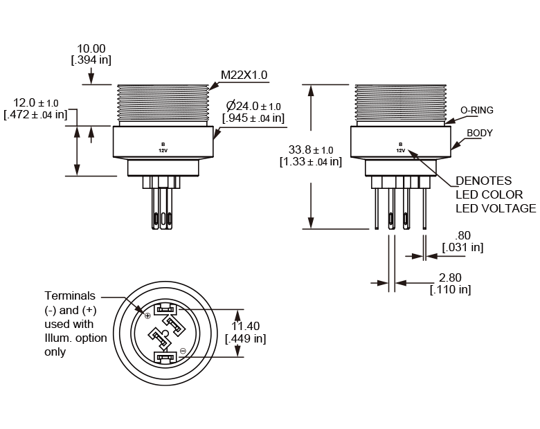 L22O Rear Mounting Anti vandal switch