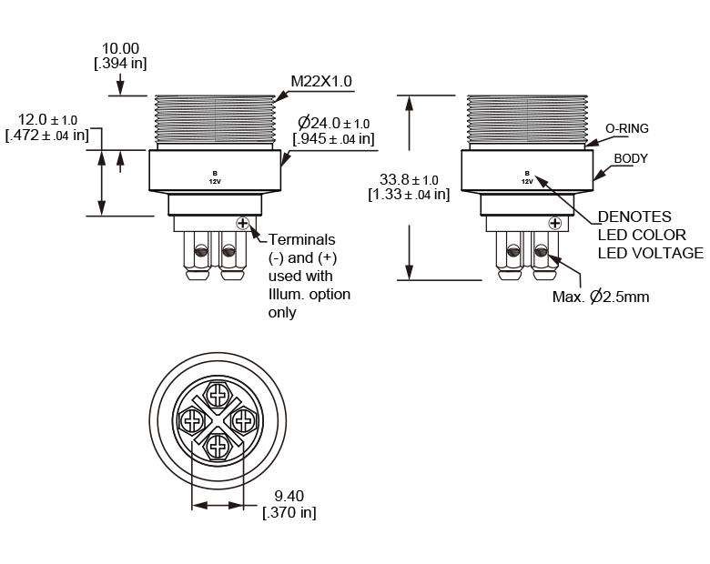 L22O Rear Mounting Anti vandal switch