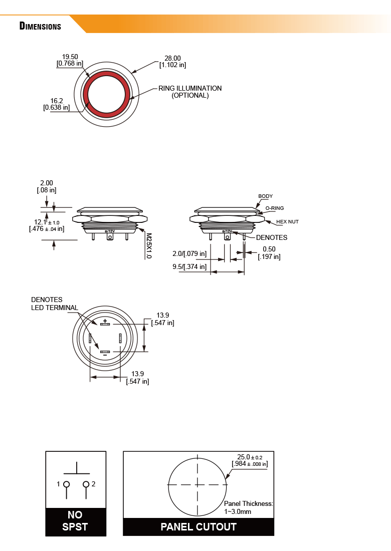 L25U Ultra short Anti-vandal switch